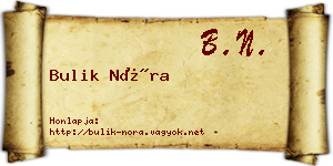 Bulik Nóra névjegykártya